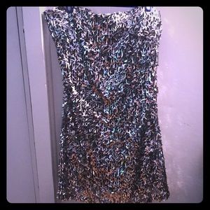 Strapless sequin mini dress